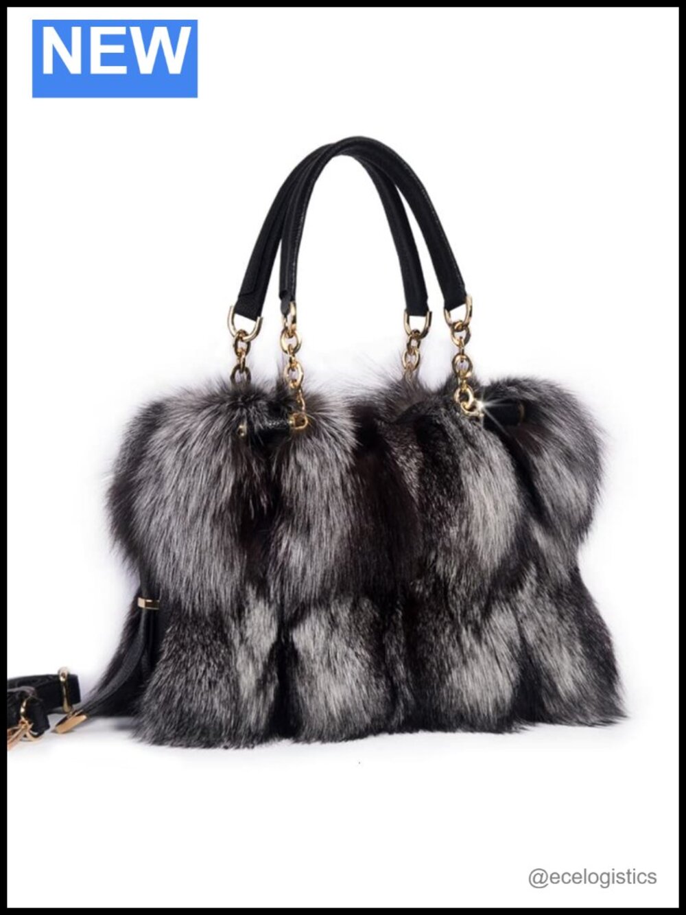 Luxury Fox Fur Tote Bag Evening Party Shoulder Bag Women Handbag